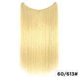 22 inches Invisible Wire No Clips in Hair Extensions Secret Fish Line Hairpieces Silky Straight Synthetic